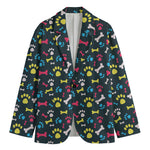 Colorful Paw And Bone Pattern Print Men's Blazer