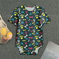 Colorful Paw And Bone Pattern Print Men's Bodysuit