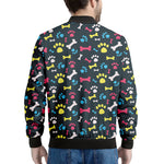 Colorful Paw And Bone Pattern Print Men's Bomber Jacket