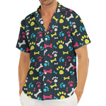 Colorful Paw And Bone Pattern Print Men's Deep V-Neck Shirt