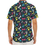 Colorful Paw And Bone Pattern Print Men's Deep V-Neck Shirt