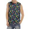 Colorful Paw And Bone Pattern Print Men's Fitness Tank Top