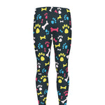 Colorful Paw And Bone Pattern Print Men's leggings