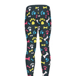 Colorful Paw And Bone Pattern Print Men's leggings