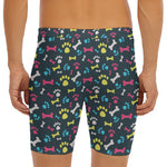 Colorful Paw And Bone Pattern Print Men's Long Boxer Briefs
