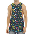 Colorful Paw And Bone Pattern Print Men's Muscle Tank Top