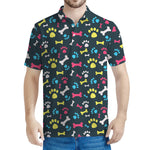 Colorful Paw And Bone Pattern Print Men's Polo Shirt