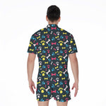 Colorful Paw And Bone Pattern Print Men's Rompers