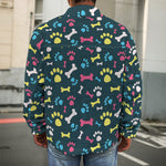 Colorful Paw And Bone Pattern Print Men's Shirt Jacket