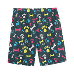 Colorful Paw And Bone Pattern Print Men's Sports Shorts