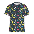 Colorful Paw And Bone Pattern Print Men's Athletic T-Shirt