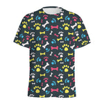 Colorful Paw And Bone Pattern Print Men's Sports T-Shirt