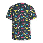 Colorful Paw And Bone Pattern Print Men's Sports T-Shirt