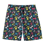 Colorful Paw And Bone Pattern Print Men's Swim Trunks