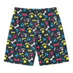 Colorful Paw And Bone Pattern Print Men's Swim Trunks