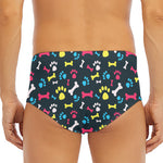 Colorful Paw And Bone Pattern Print Men's Triangle Swim Briefs