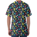 Colorful Paw And Bone Pattern Print Men's Velvet T-Shirt