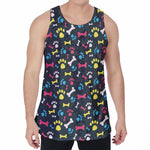Colorful Paw And Bone Pattern Print Men's Velvet Tank Top