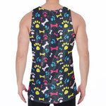 Colorful Paw And Bone Pattern Print Men's Velvet Tank Top