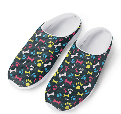 Colorful Paw And Bone Pattern Print Mesh Casual Shoes