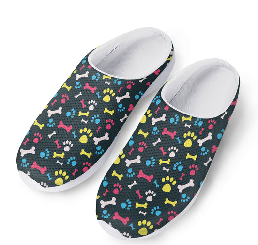 Colorful Paw And Bone Pattern Print Mesh Casual Shoes