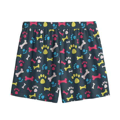Colorful Paw And Bone Pattern Print Mesh Shorts
