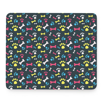 Colorful Paw And Bone Pattern Print Mouse Pad