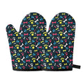 Colorful Paw And Bone Pattern Print Oven Mitts