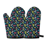 Colorful Paw And Bone Pattern Print Oven Mitts