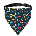 Colorful Paw And Bone Pattern Print Over The Collar Dog Bandana