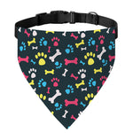 Colorful Paw And Bone Pattern Print Over The Collar Dog Bandana
