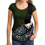 Colorful Paw And Bone Pattern Print Pet Sling Carrier