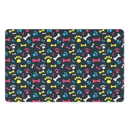Colorful Paw And Bone Pattern Print Polyester Doormat