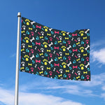 Colorful Paw And Bone Pattern Print Polyester Flag