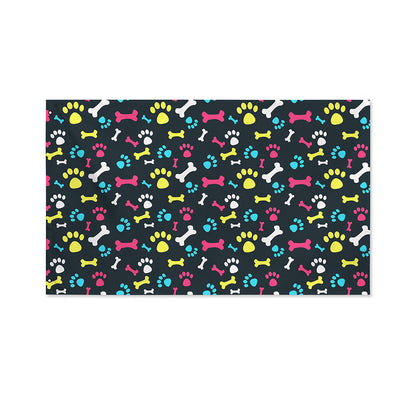 Colorful Paw And Bone Pattern Print Polyester Flag