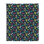 Colorful Paw And Bone Pattern Print Polyester Shower Curtain