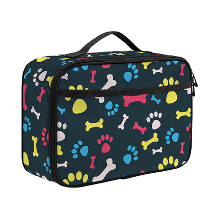 Colorful Paw And Bone Pattern Print Portable Lunch Bag
