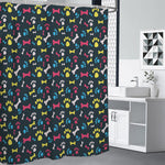 Colorful Paw And Bone Pattern Print Premium Shower Curtain