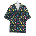 Colorful Paw And Bone Pattern Print Rayon Hawaiian Shirt