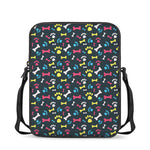 Colorful Paw And Bone Pattern Print Rectangular Crossbody Bag