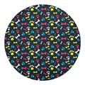 Colorful Paw And Bone Pattern Print Round Blanket