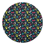 Colorful Paw And Bone Pattern Print Round Blanket