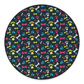 Colorful Paw And Bone Pattern Print Round Floor Mat