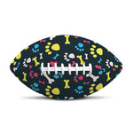 Colorful Paw And Bone Pattern Print Rugby Ball