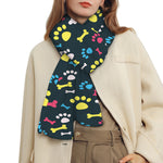 Colorful Paw And Bone Pattern Print Scarf