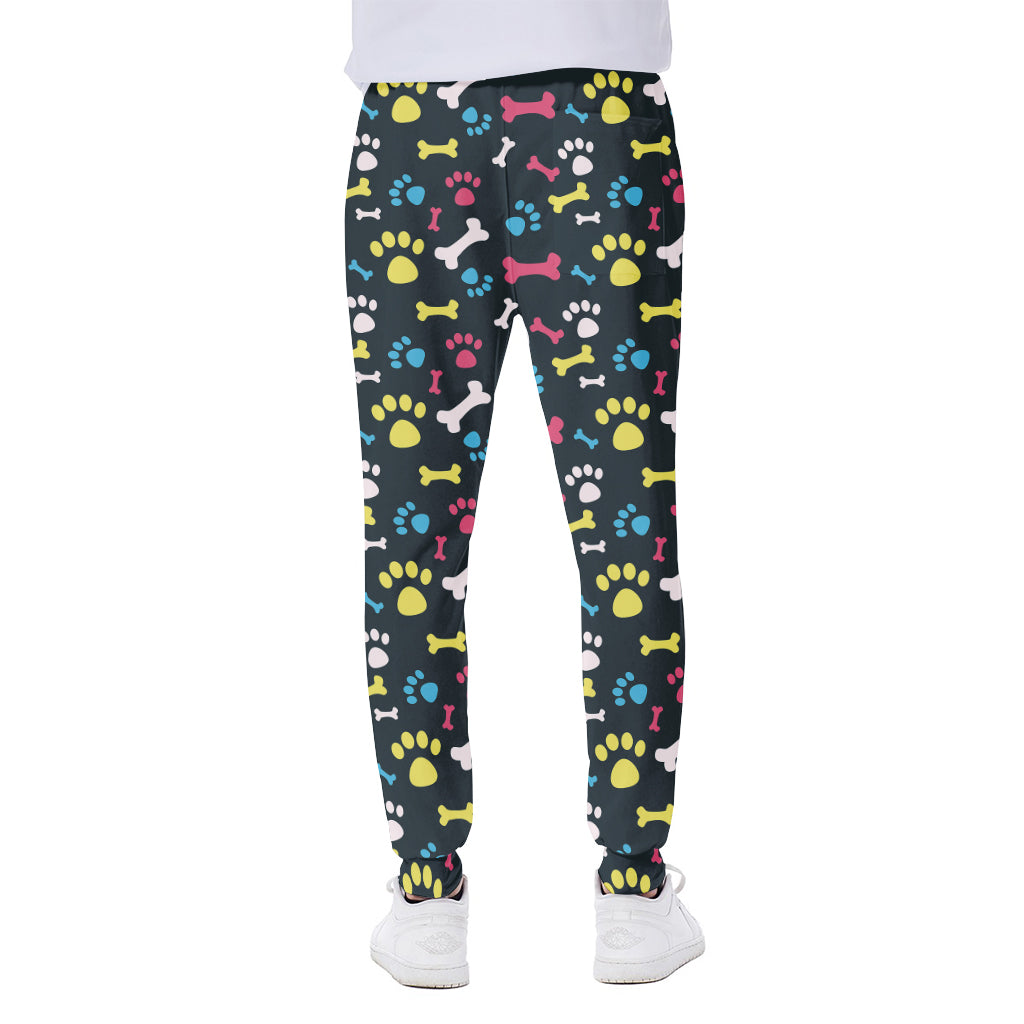 Colorful Paw And Bone Pattern Print Scuba Joggers