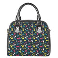 Colorful Paw And Bone Pattern Print Shoulder Handbag
