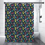 Colorful Paw And Bone Pattern Print Shower Curtain