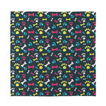 Colorful Paw And Bone Pattern Print Silk Bandana