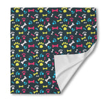 Colorful Paw And Bone Pattern Print Silk Bandana